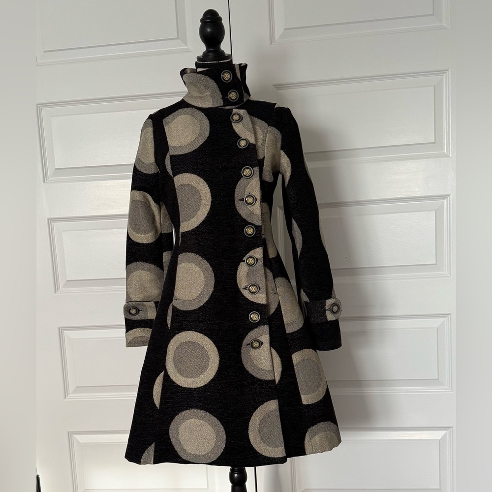 Desigual Womens Multicolor Printed Button Long Maxi Coat Size 38 / S